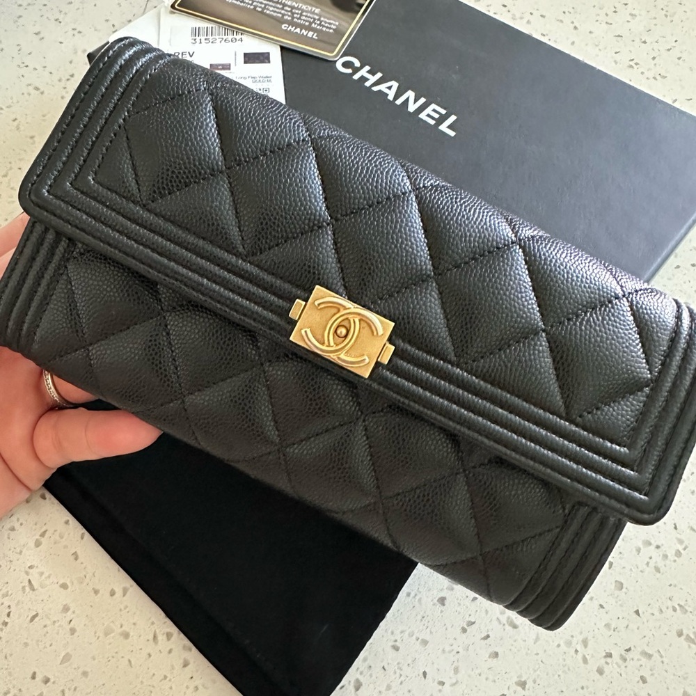 ❌SOLD❌BOY Chanel Long Flap Wallet with Gold Accent